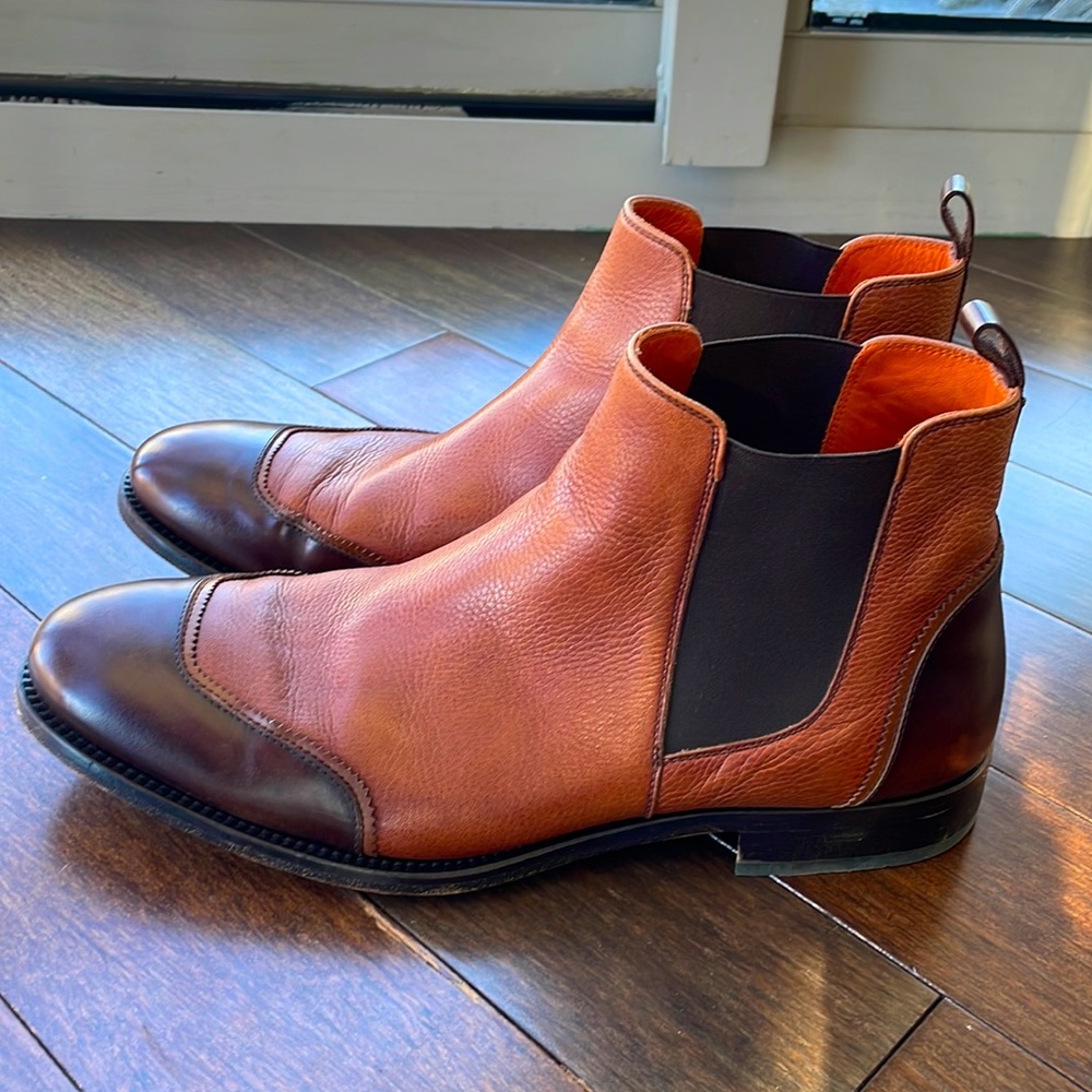 Multi Texture Captoe Chelsea Boot. Hand made size 12